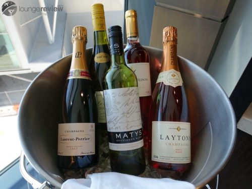 Chilled wine selection at the United Global First Lounge - London Heathrow (LHR)
