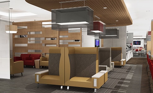 Rendering of the future American Airlines Admirals Club - Houston, TX (IAH) | Courtesy of American Airlines