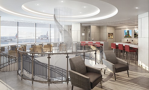 Rendering of the future American Airlines Admirals Club - Orlando, FL (MCO) | Courtesy of American Airlines