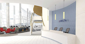 Rendering of the new Delta Sky Club ATL Concourse B | Courtesy of Delta