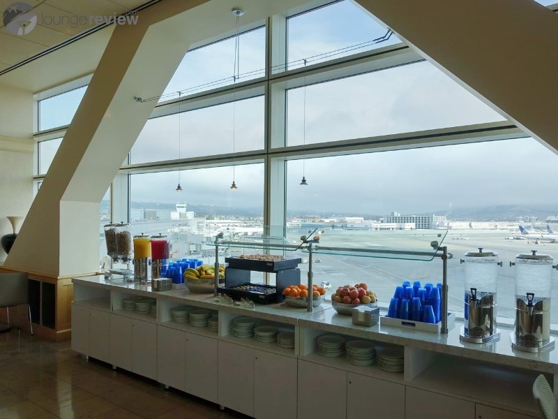 Food and beverage offerings at the former United Club at San Francisco Airport's International Terminal.