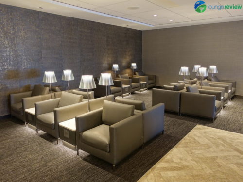 New seating area at the expanded United Polaris Lounge Chicago O'Hare