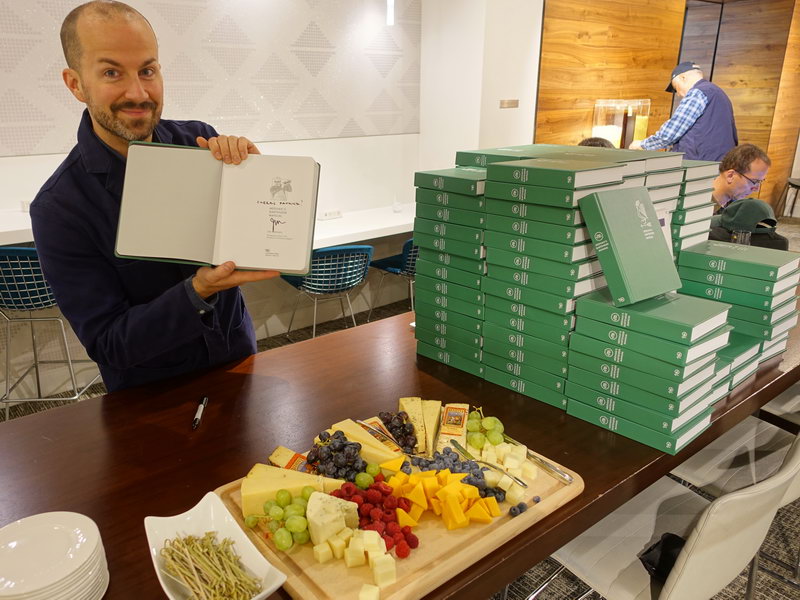 Jim Meehan, Head Mixologist, The Centurion Lounge, dedicates his latest book, Meehan’s Bartender Manual, at The Centurion Lounge Seattle (SEA)