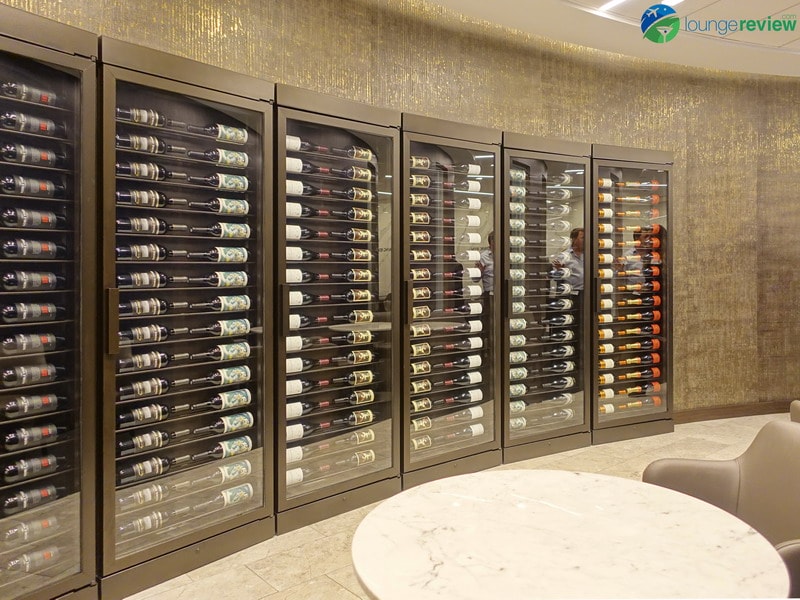 United Polaris Lounge wine wall and storage