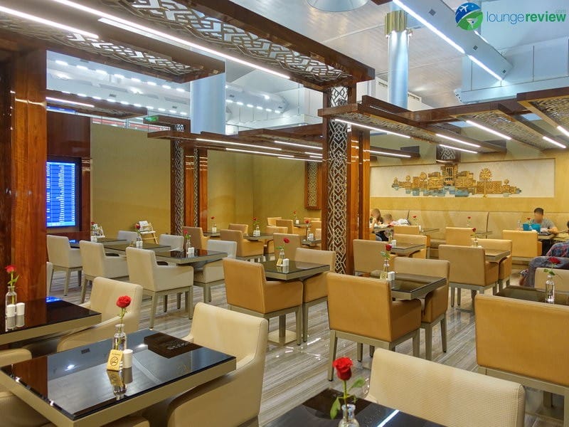 Dining area at the Emirates Lounge Dubai Terminal 1, Concourse C, near gate C8