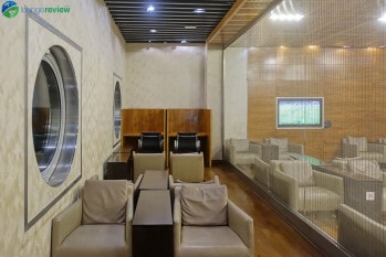 Egyptair Gienah Lounge Cairo seating area and business zone