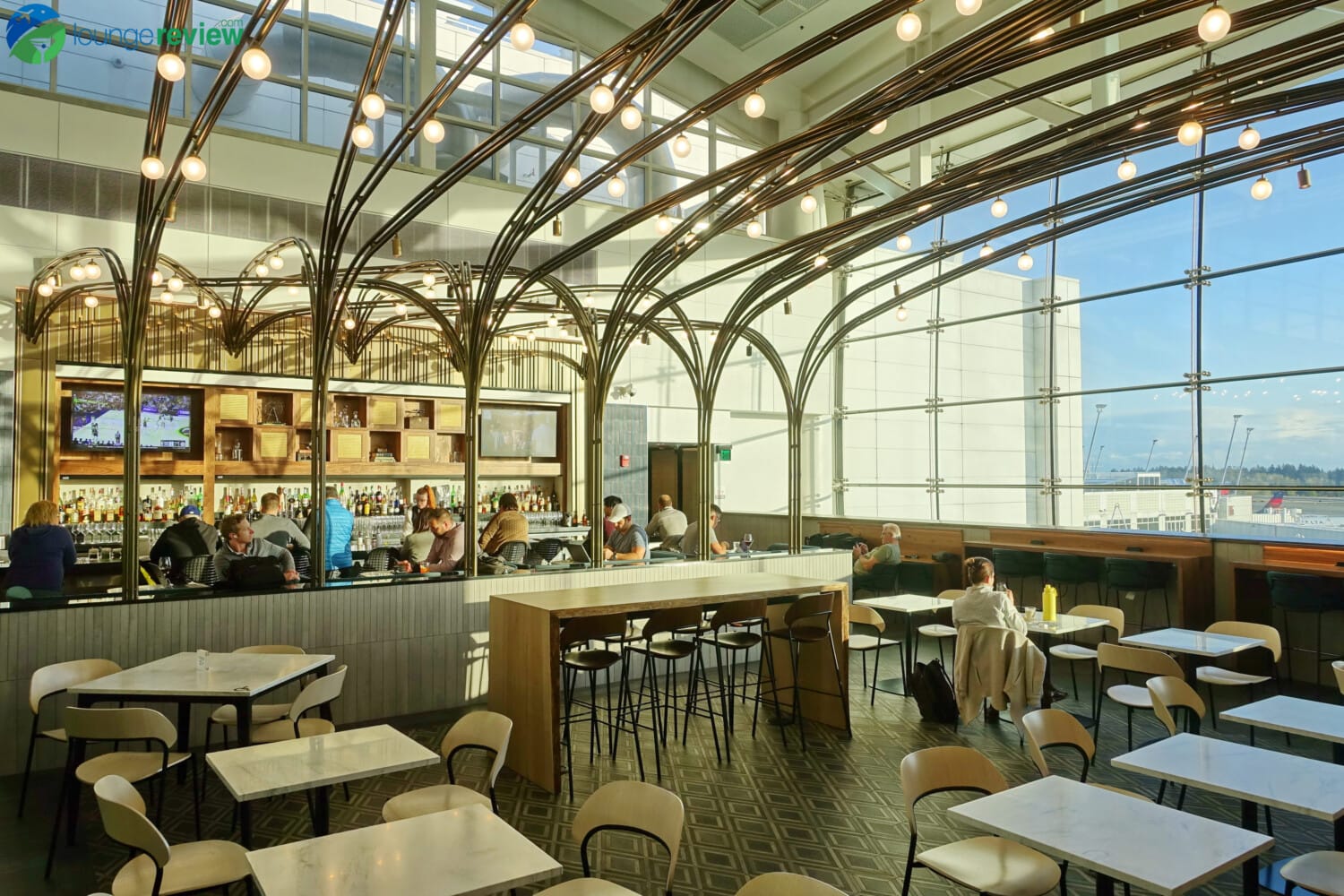 The bar at the Centurion Lounge Seattle by American Express