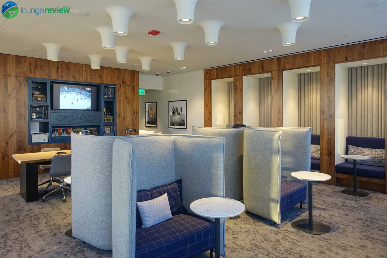 Cube chair and relaxation room at the Centurion Lounge Seattle