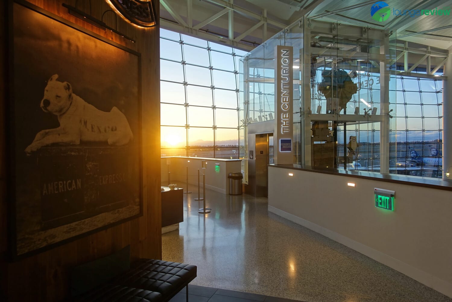 Sunset view from the Centurion Lounge SEA lobby