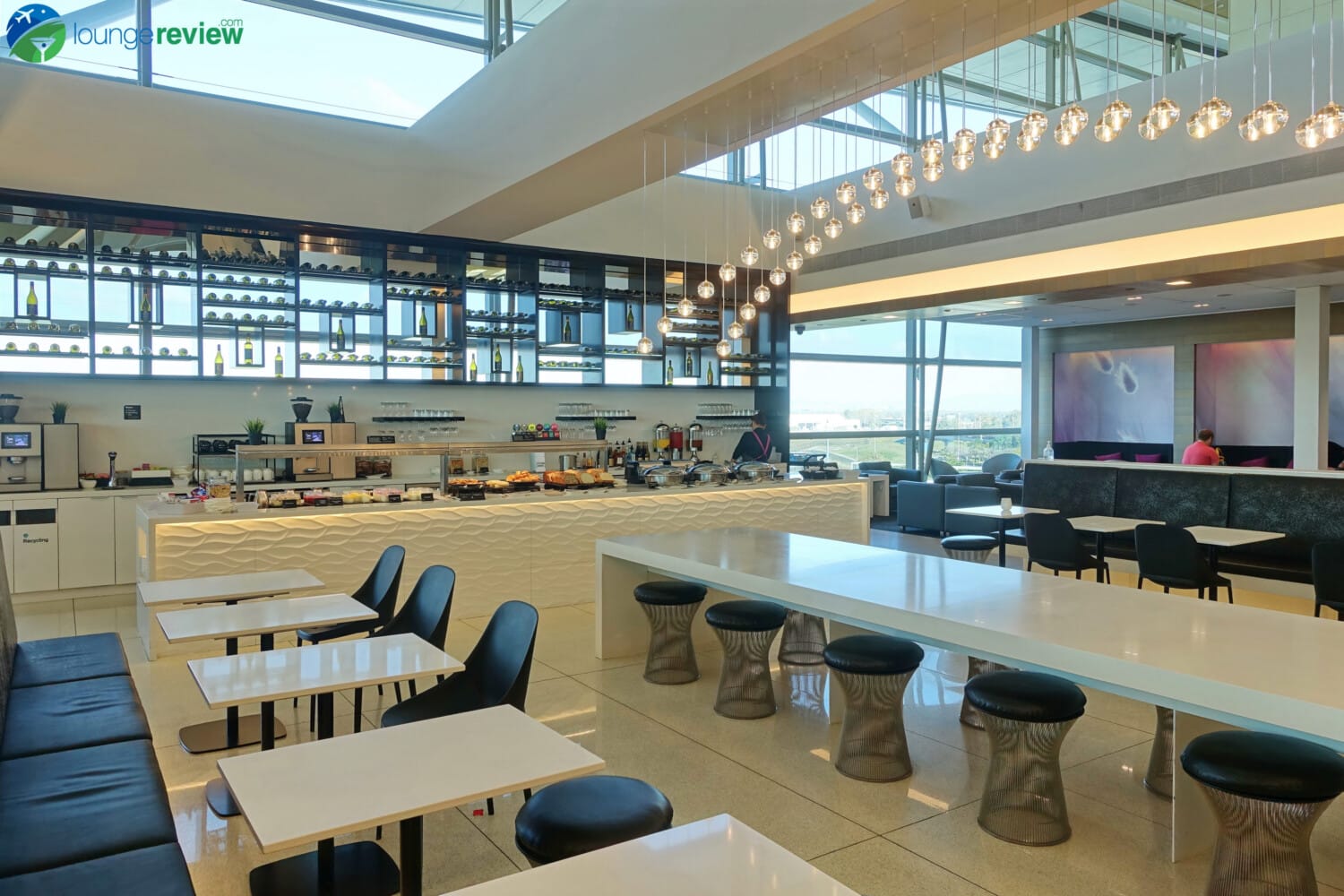 The Air New Zealand International Lounge Brisbane sports a bold and bright design.