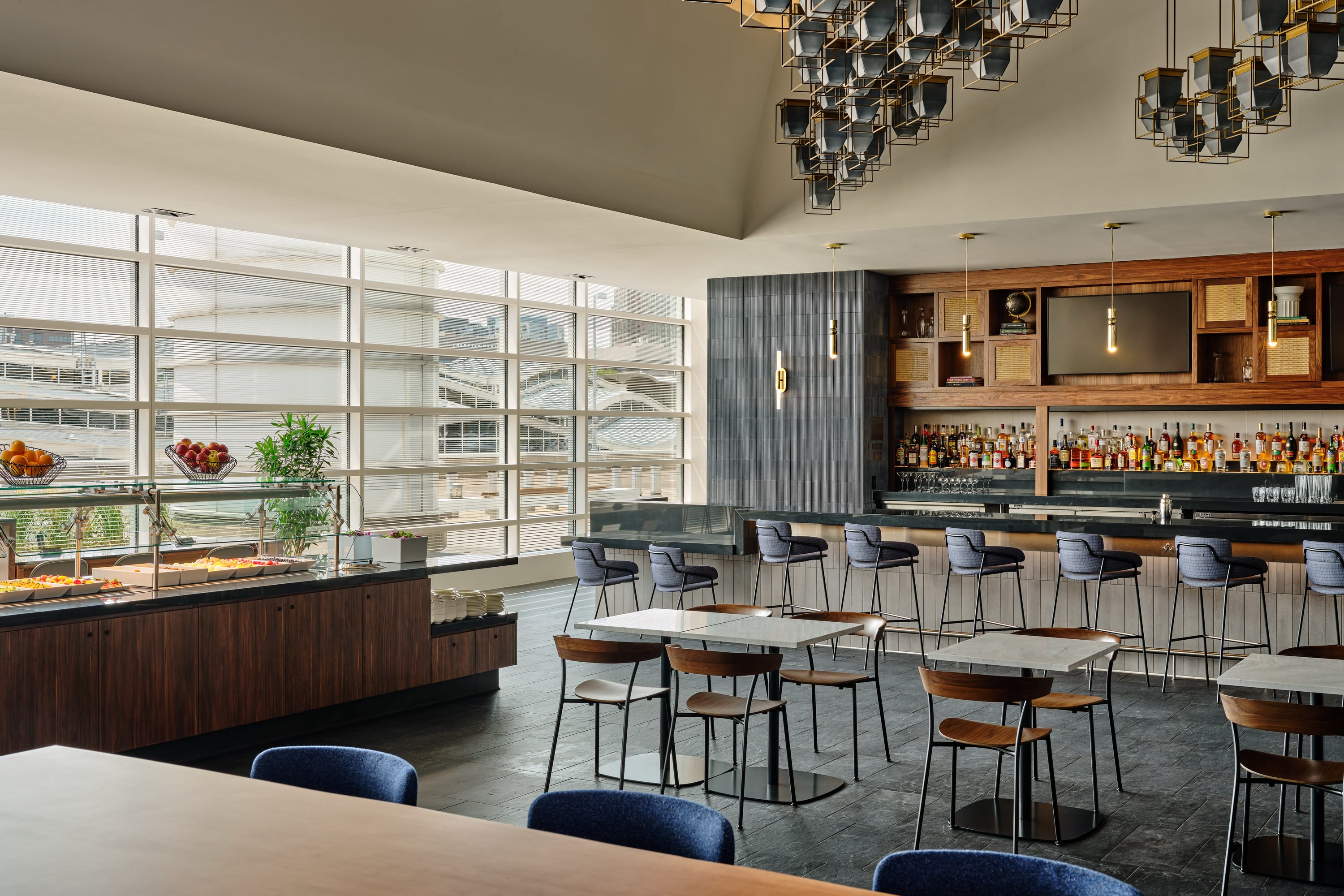 The Centurion Lounge Washington National Airport features floor-to-ceiling windows.