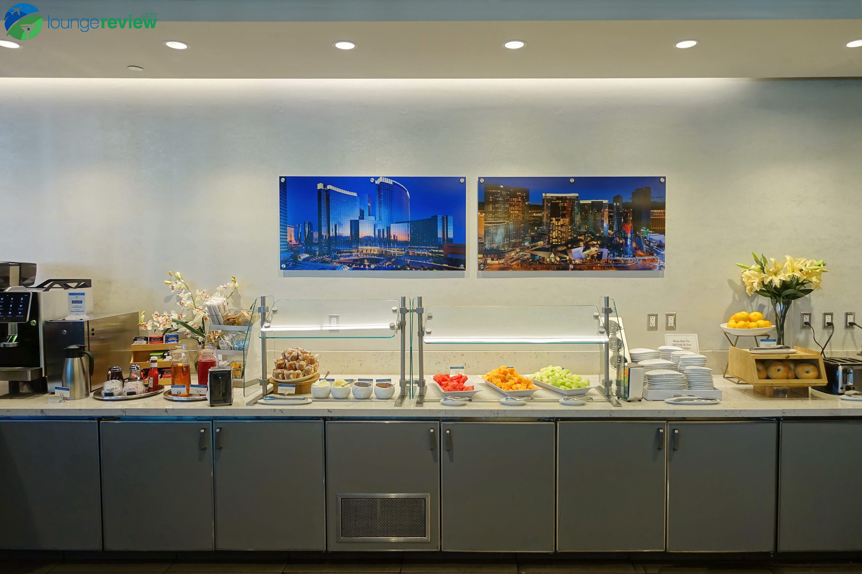 Food spread at The Club at LAS Terminal 1